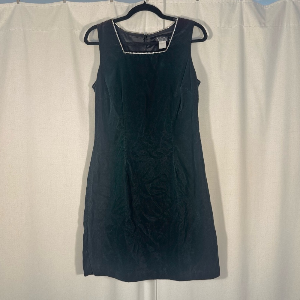 Vintage CDC Emerald Green Velvet Mini Dress